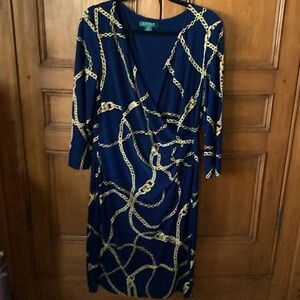 Vintage Ralph Lauren Jersey v-neck Faux wrap dress